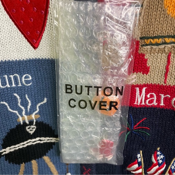 Quacker Factory Colorful Sweater 1X Cardigan Holiday Months NWT & Button Covers - Picture 4 of 10
